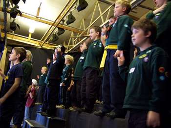 Cubs practising on stage